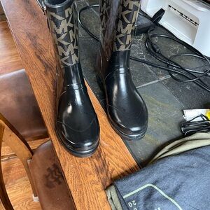 Michael Kors Black and Brown Winter Rain Boots
